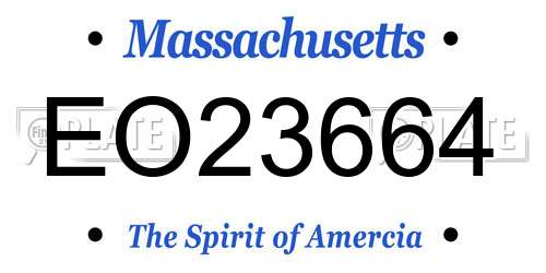 EO23664 Massachusetts License Plate