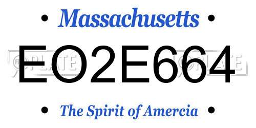 EO2E664 Massachusetts License Plate