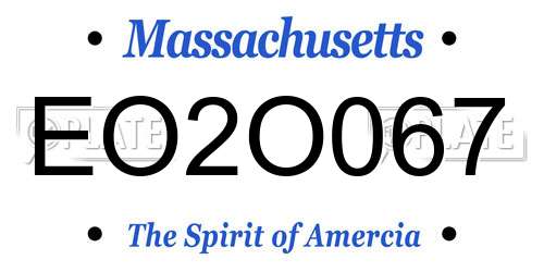 EO2O067 Massachusetts License Plate