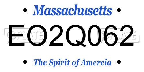 EO2Q062 Massachusetts License Plate