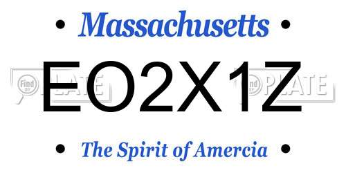 EO2X1Z Massachusetts License Plate