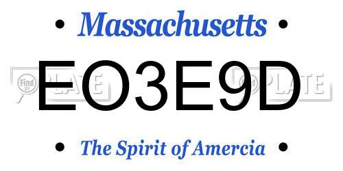 EO3E9D Massachusetts License Plate