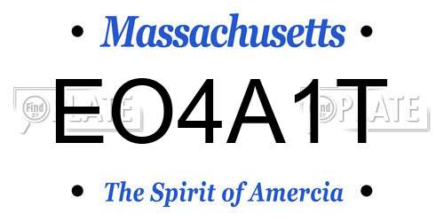 EO4A1T Massachusetts License Plate