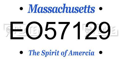 EO57129 Massachusetts License Plate