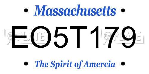 EO5T179 Massachusetts License Plate
