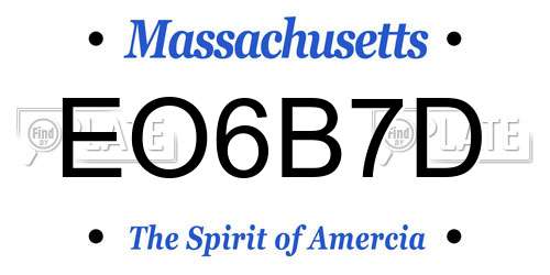 EO6B7D Massachusetts License Plate