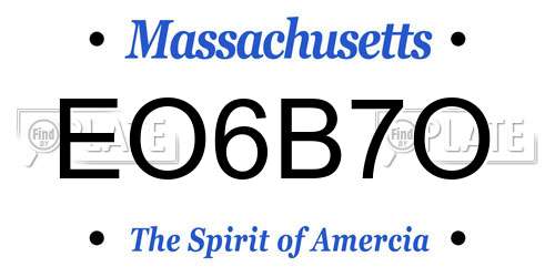 EO6B7O Massachusetts License Plate