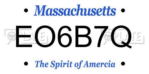 EO6B7Q Massachusetts License Plate