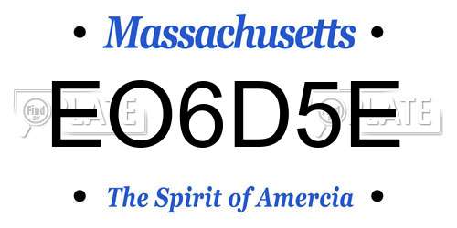 EO6D5E Massachusetts License Plate