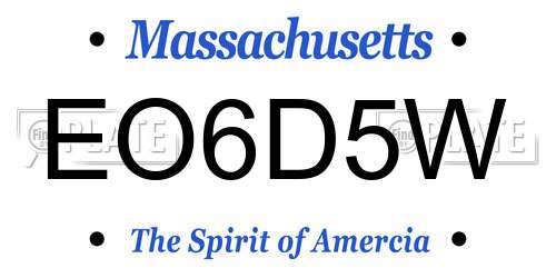 EO6D5W Massachusetts License Plate