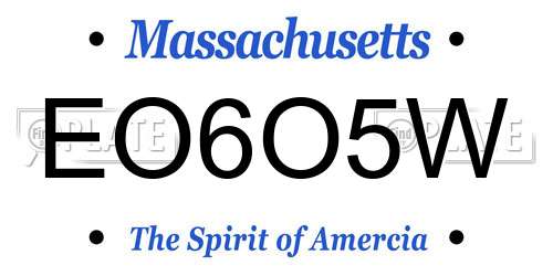 EO6O5W Massachusetts License Plate