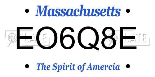 EO6Q8E Massachusetts License Plate