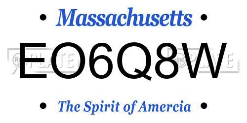 EO6Q8W Massachusetts License Plate