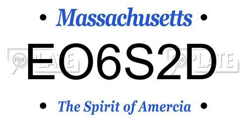 EO6S2D Massachusetts License Plate