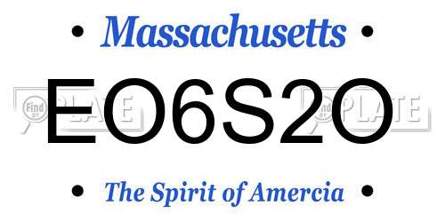 EO6S2O Massachusetts License Plate