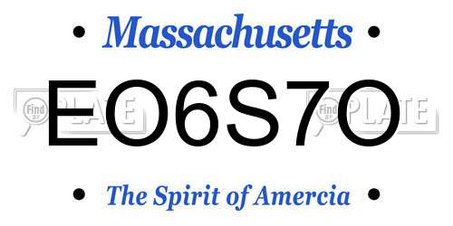 EO6S7O Massachusetts License Plate