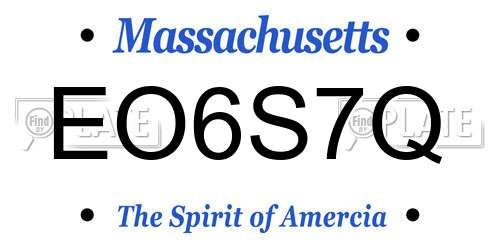 EO6S7Q Massachusetts License Plate