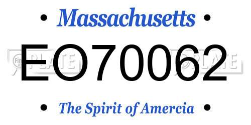 EO70062 Massachusetts License Plate