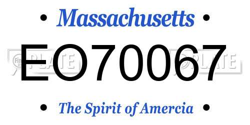 EO70067 Massachusetts License Plate