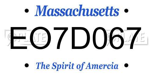 EO7D067 Massachusetts License Plate