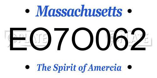 EO7O062 Massachusetts License Plate