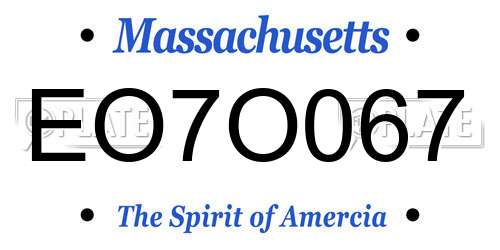 EO7O067 Massachusetts License Plate