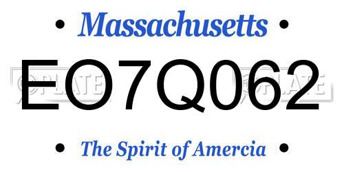 EO7Q062 Massachusetts License Plate
