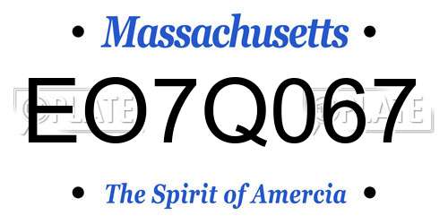 EO7Q067 Massachusetts License Plate