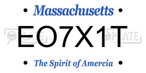 EO7X1T Massachusetts License Plate