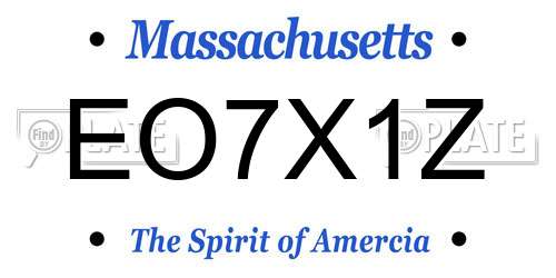 EO7X1Z Massachusetts License Plate