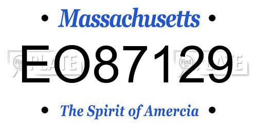 EO87129 Massachusetts License Plate