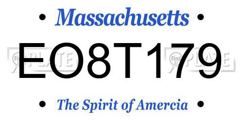 EO8T179 Massachusetts License Plate
