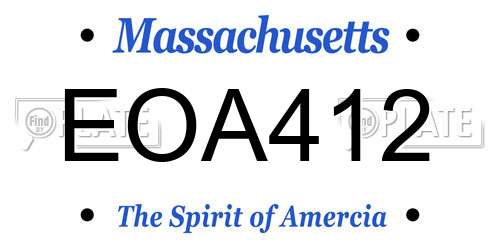EOA412 Massachusetts License Plate