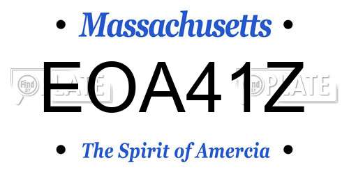 EOA41Z Massachusetts License Plate