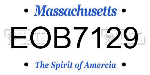 EOB7129 Massachusetts License Plate