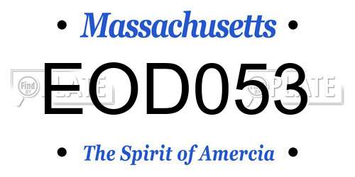 EOD053 Massachusetts License Plate