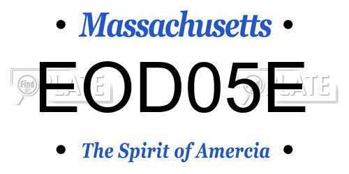 EOD05E Massachusetts License Plate