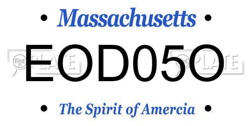 EOD05O Massachusetts License Plate