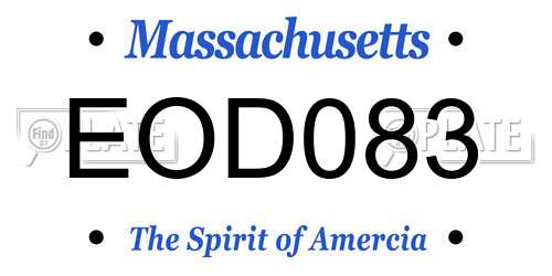EOD083 Massachusetts License Plate