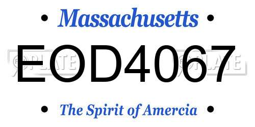 EOD4067 Massachusetts License Plate