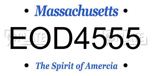 EOD4555 Massachusetts License Plate