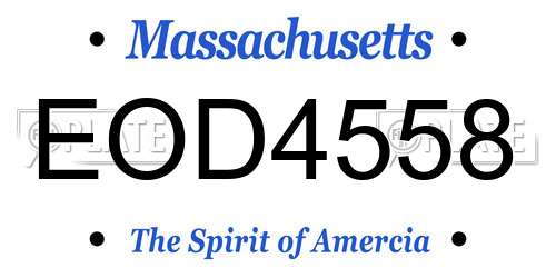 EOD4558 Massachusetts License Plate