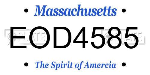 EOD4585 Massachusetts License Plate
