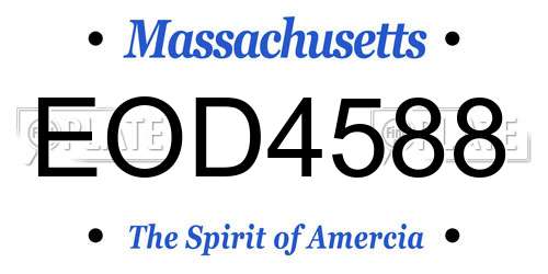 EOD4588 Massachusetts License Plate
