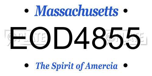 EOD4855 Massachusetts License Plate
