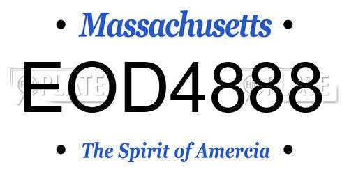 EOD4888 Massachusetts License Plate
