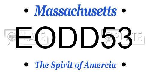 EODD53 Massachusetts License Plate