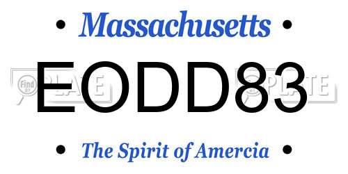 EODD83 Massachusetts License Plate