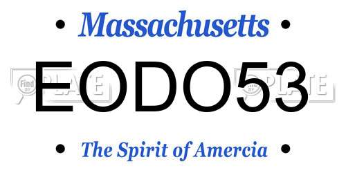 EODO53 Massachusetts License Plate