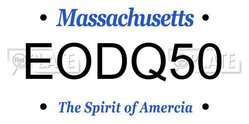 EODQ50 Massachusetts License Plate